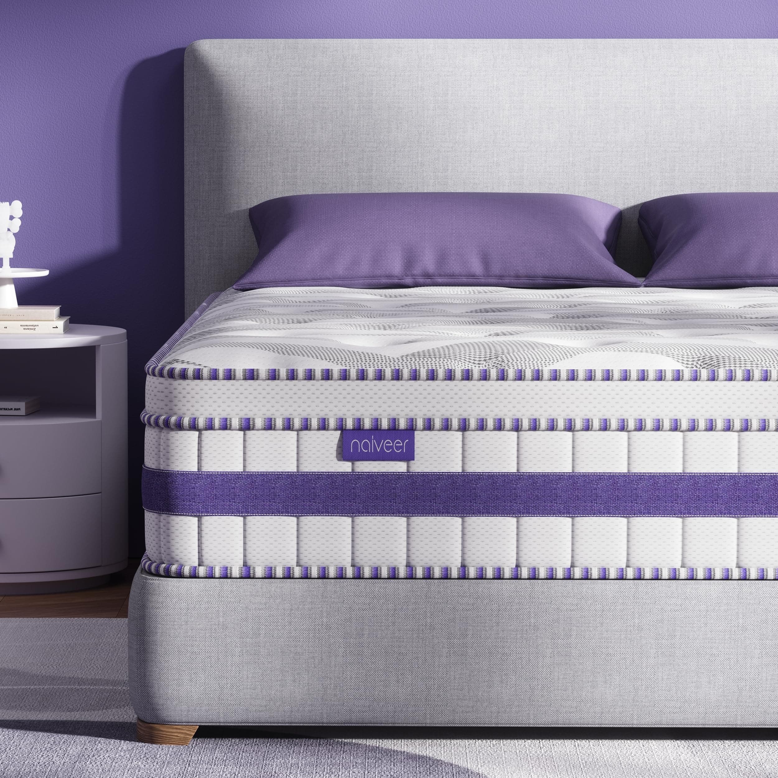 Naiveer Queen Mattress in A Box, 12 Inch Queen Size Mattress Cooling Gel Memory Foam with CertiPUR-US Certified, Hybrid Queen Size with Pocket Springs for Motion Isolation & Pressure Relief
