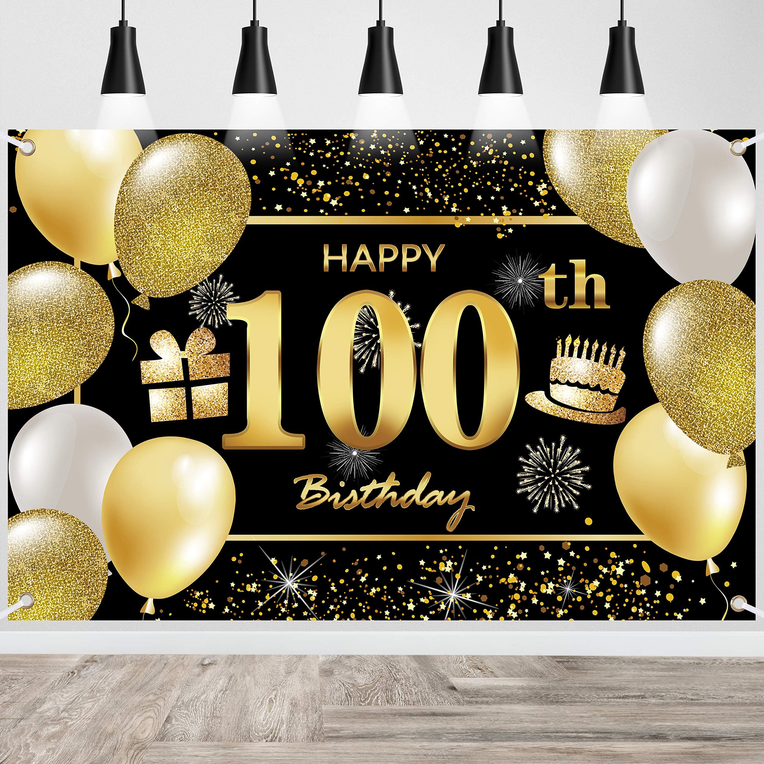 100th Happy Birthday Banner Birthday Decorations for Men Birthday Party Decorations Birthday Backdrop
