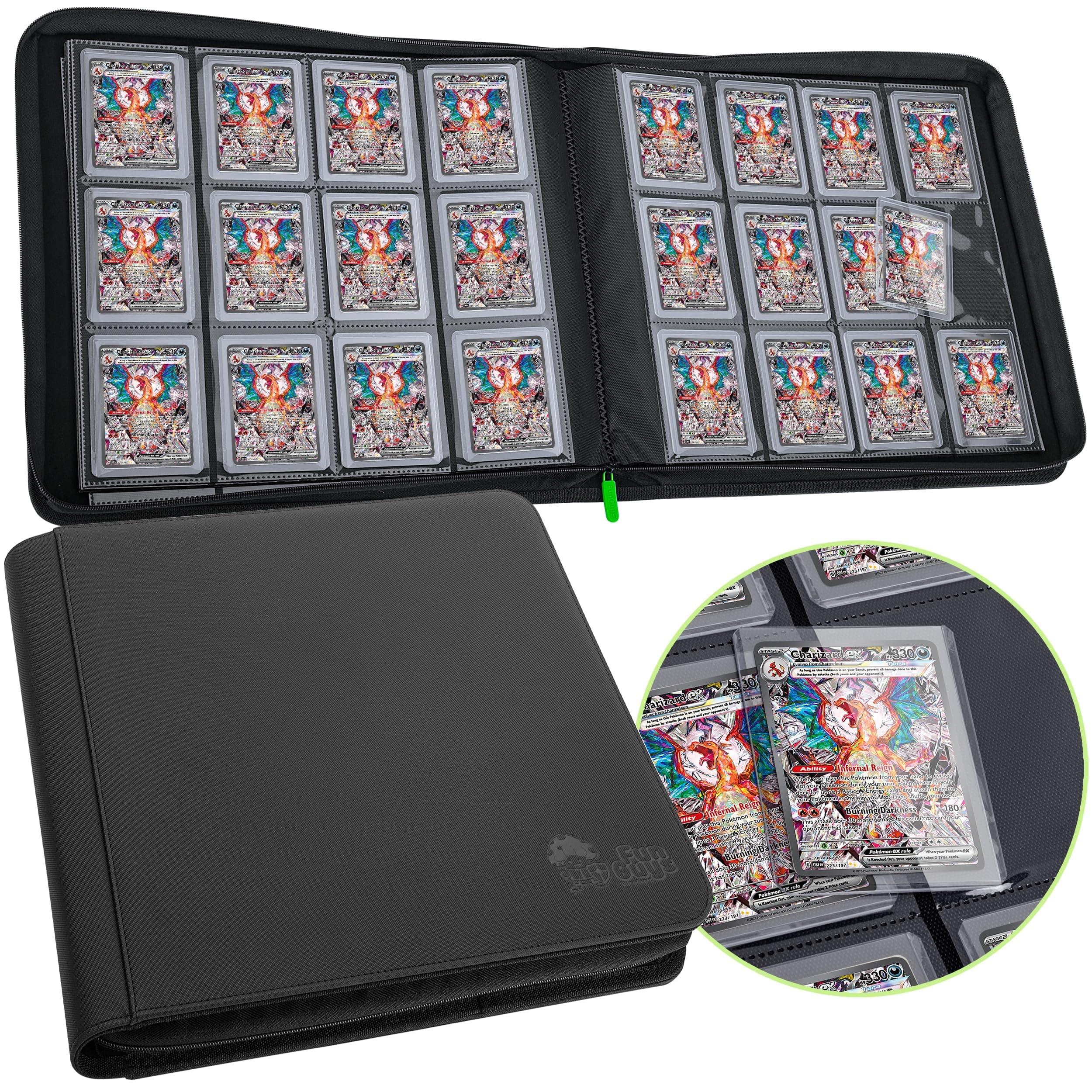 FunGuys Toploader Trading Card Binder - 384 12-Pocket Storage for Pokemon, Yugioh, MTG, TCG - Card Collection Folders