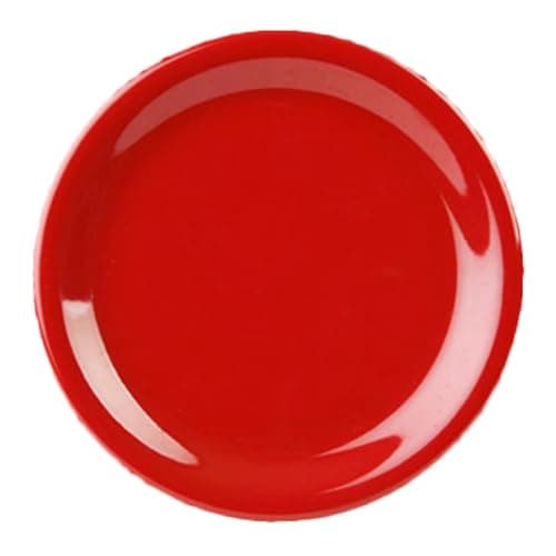 A-to-Z Supply CR106PR Plate, 6-1/2" Dia., Round, Narrow Rim, Break-Resistant, Dishwasher Safe, BPA Free, Melamine, Pure red, NSF, Pack of 12