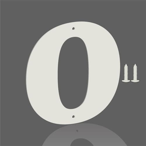 8 Inch White Metal Letters, Modern Metal House Address Letters and Numbers for Outside Signs, Outdoor Mailbox Numbers, for Door, Apartment, Office, Home Use(Letter O)