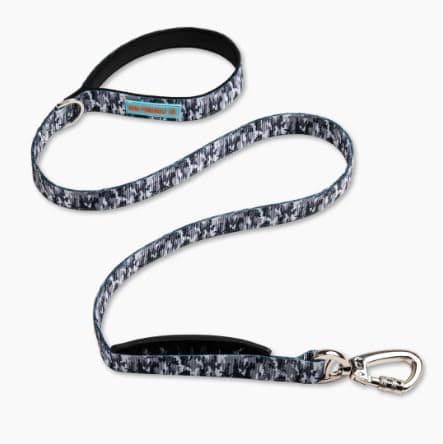 Dog Friendly Co. Classic Dog Leash | Strain-Free, Shock Resistant, Prevents Jolts, Maintain Control | Durable Waterproof Material | Heavy Duty Clip & D-Ring (Grey Camo, Small)