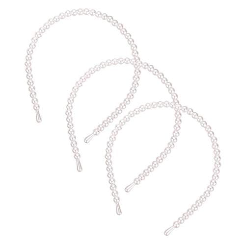 Aeyistry 3 PCS Pearl Hair Bands for Women Imitation Pearl Headband Lady Full Pearl Bead Fashion Stylish Headband Wedding Party Bridal Hair Hoop