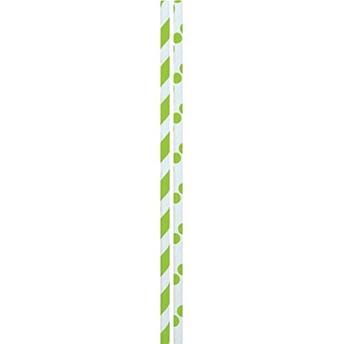 Design Design Dots and Stripes Paper Straw (Pack of 24), Lime Green