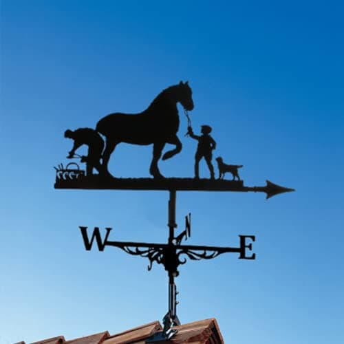 Ceston Stainless Steel Farm Home Weather Vane Wind Direction Indicator, for Outdoor Garden Roof Paddock Decoration Yard Measuring Tool Vane - Farmer,Farmer and Horse