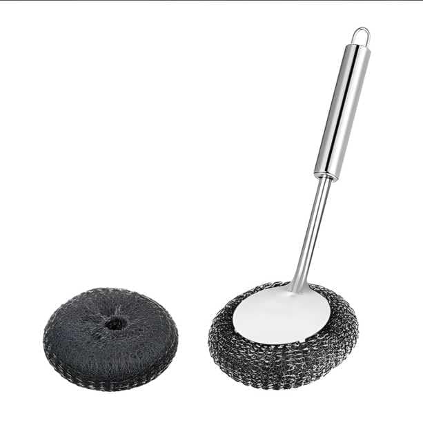 Stainless Steel Cleaning Brush Set, cookware Cleaning Brush, Pot Brush, Kitchen Multi-Purpose Cleaning Tool, Suitable for Cleaning Grills, Sinks, pots, and Pans(1 Replaceable Brush Head)