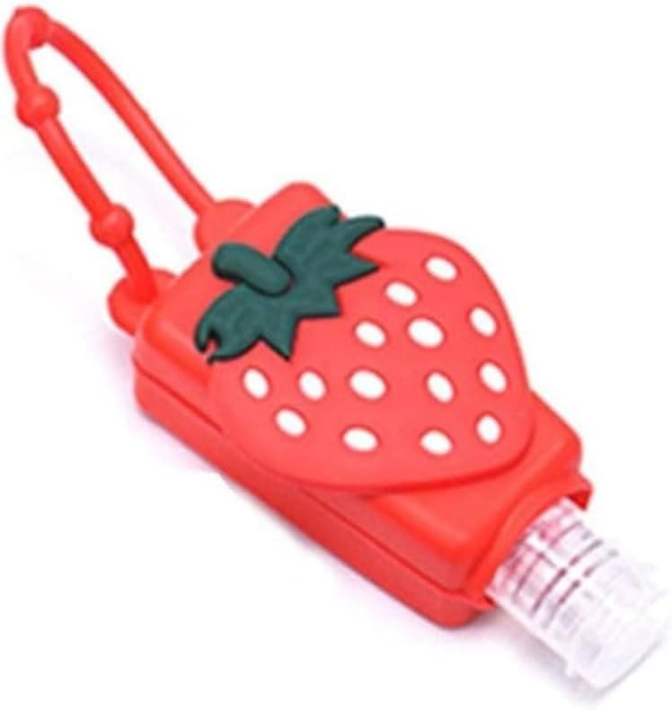 Strawberry Empty Travel Bottle Hand Sanitizer, Refillable Bottle Cosmetic Container for Hand Soap Holder Cosmetic Containers, Silicone Case Keychain Carrier, Refillable Portable Travel Containers