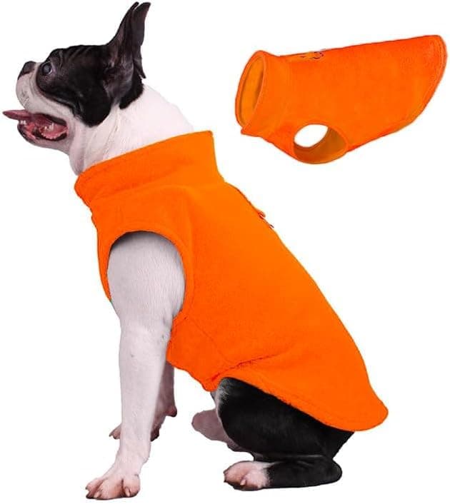 JACKO & CO Dog Fleece Vest Sweater with Leash Ring, Orange XXL (25-35 lbs)