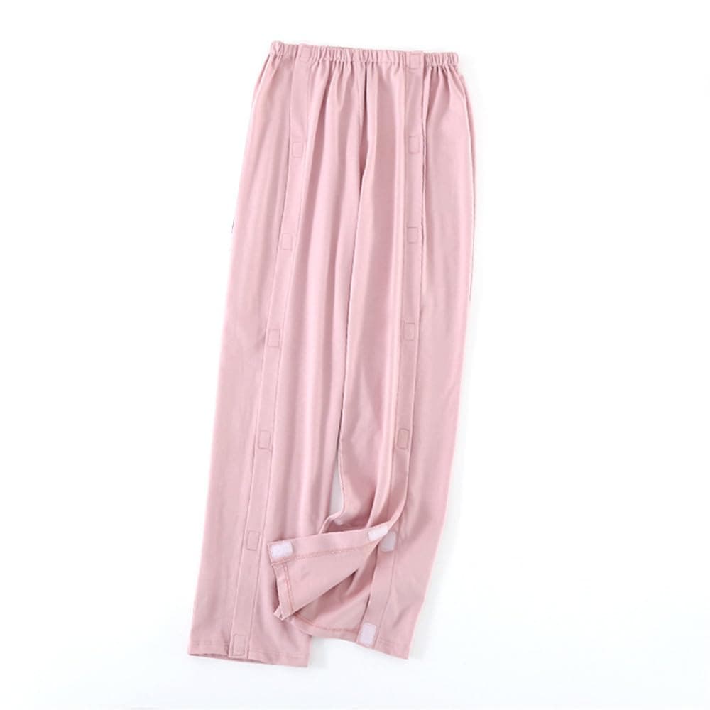 LAROTSUBA Unisex Adult Patient Care Trousers, Full Open Post Surgery Pants, Fracture Pants for Home Care, Elderly, Rehab (Pink, XXL)