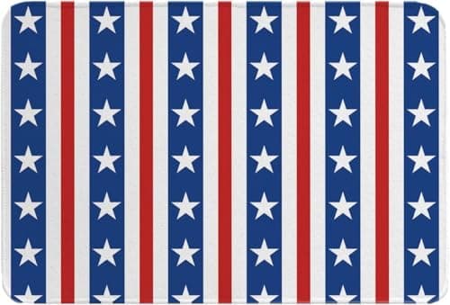 4th of July Doormat, Stars Stripes Patriotic Independence Day Outdoor Welcome Doormat, Anti-Slip and Absorbent to Remove Sole Stains for Home Decor Indoor Outdoor Entryway Dust Removal, 18x30 Inch