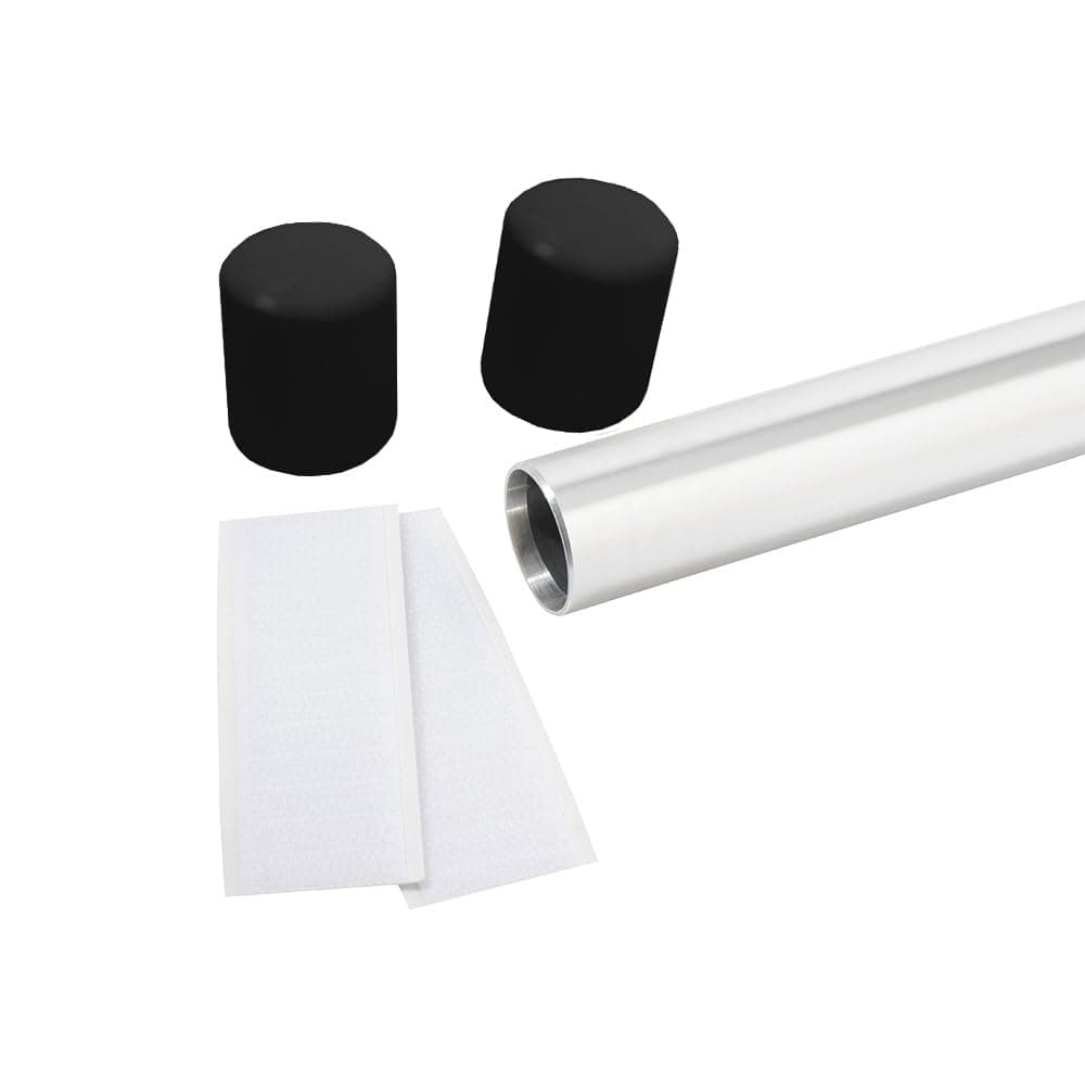 Silver Aluminum Color Guard Flag Pole 6 Ft Set with Plastic Black End Cap Tips and Fastener Strips for Color Guard Silk Flags, Standard Lightweight Practice Pole