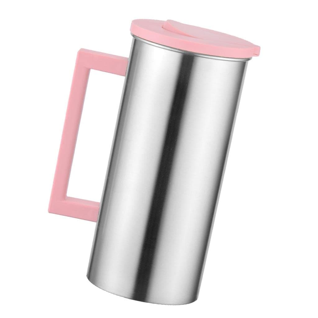 61 Ounces Stainless Steel Pitcher with Lid & Spout - Safe Pitcher for Hot/Cold Water & Iced Tea/Juice/Beverage Pitcher Pink