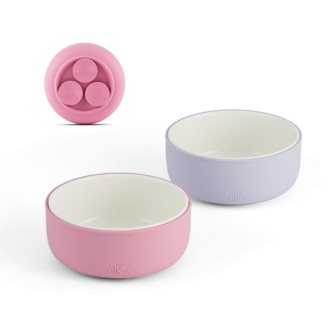 Elk and Friends Kids/Toddler Porcelain Bowls + Suction Sleeves | 2pk