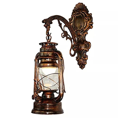 Mautacly Vintage LED Wall Lamp Barn Lantern Retro Coal Oil Wall Light European Antique Style