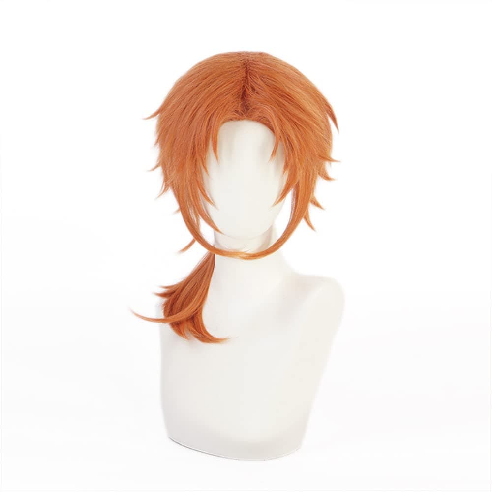 Mystylecos Tsukinaga Leo Wig Red-brown Middle Part Synthetic Hair Ensemble Stars Cosplay Wig