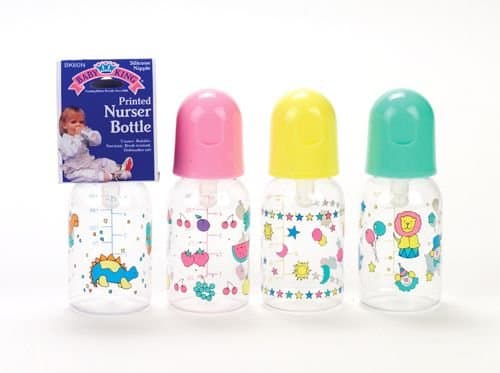 Baby King Nurser Bottle 5oz. Boilable Bottle, Bk60, 3 Bottles, Assorted Styles and Colors