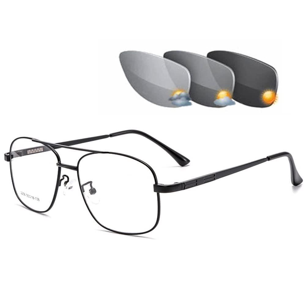LKP Reading Glasses +1.50 +1.75 +2.00 +2.25 Outdoor Sunglasses Men Photochromic Progressive Bifocal Large Frame Eyewear Lens (Color : Black, Size : 1.75)