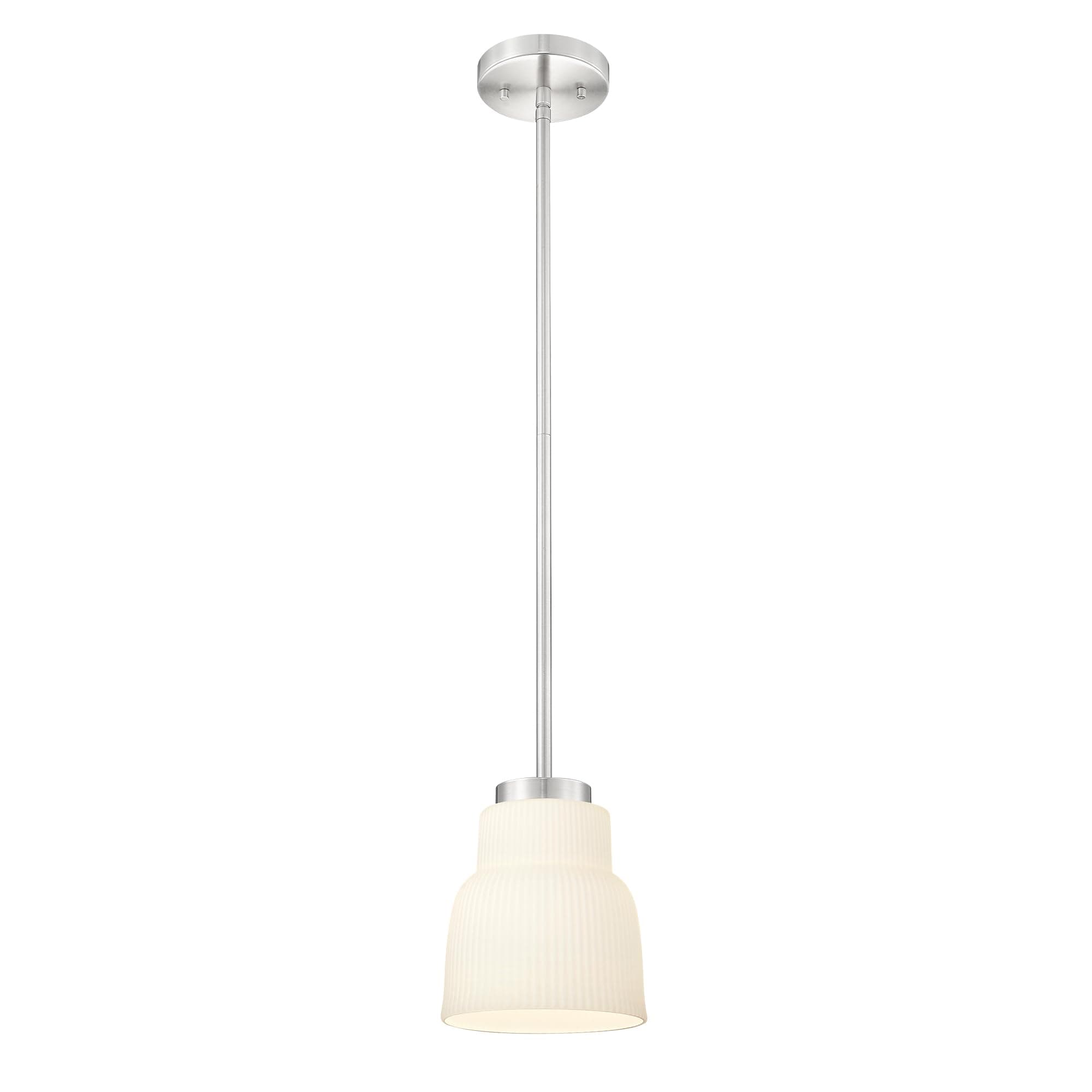 FEMILA 6.7" Milk Glass Pendant Lights Kitchen Island, Brushed Nickel Antique Chandelier, Hanging Light Fixture for Bedroom Hotel Living Room, 4FYD87MIL BN