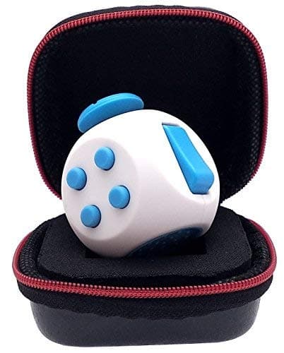 PILPOC theFube Kids and Adult Fidget Cube with 6 Sides - Anxiety Toys for Stress Relief - Fidget Toys for Adults and Kids - Stress Toys for Adults, Kids, ADHD, ADD, with Carry Case (White & Blue)