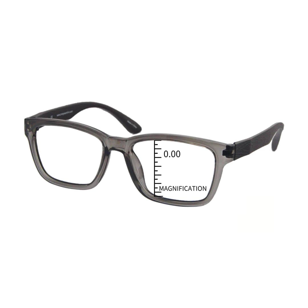 ProEyes Nuclear, Progressive Reading Glasses, 0 Power on Top Lens, Anti Reflective Resin Lens (Gray, 1.25 x)