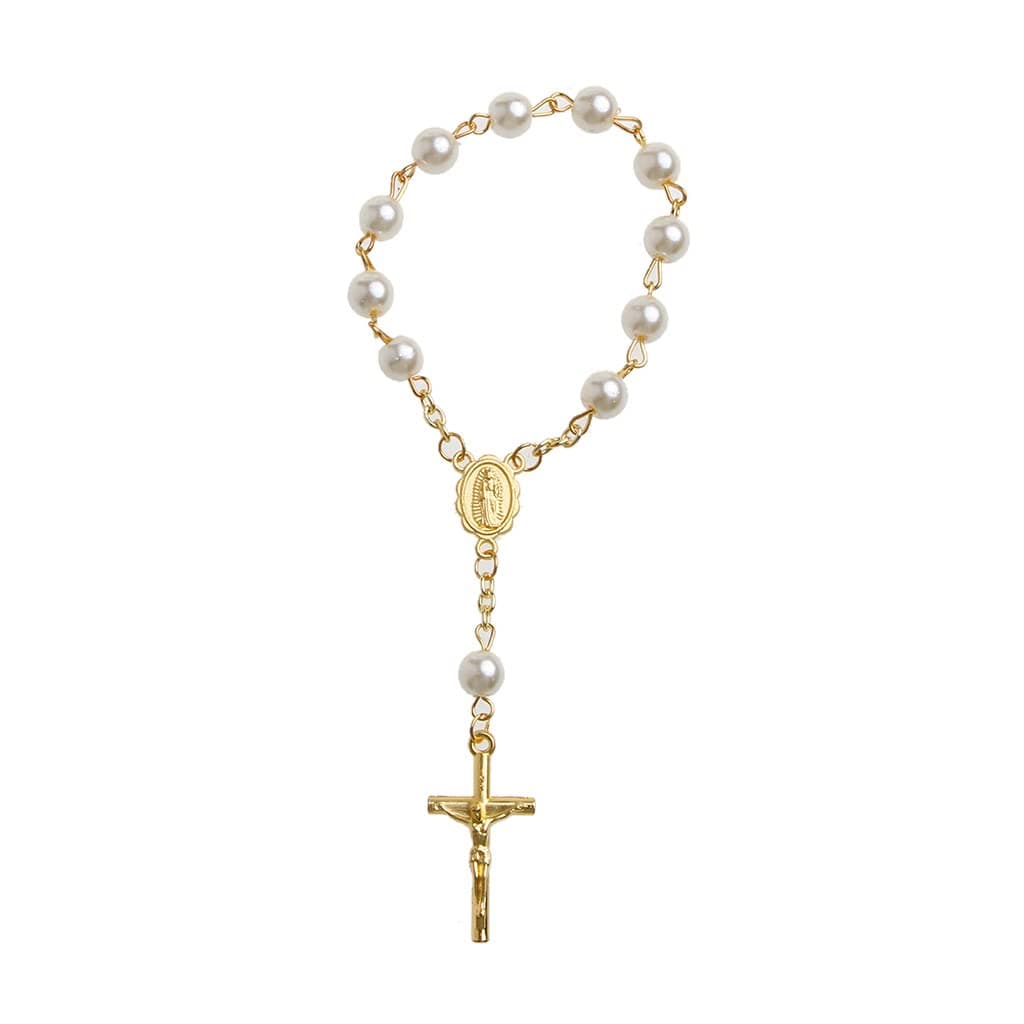 MHADBKH Mini Rosary Beads for Baptism First Communion Favors Bulk Finger Rosaries Acrylic Religious Gifts for Women Men Christian Christening Wedding Party Decorations