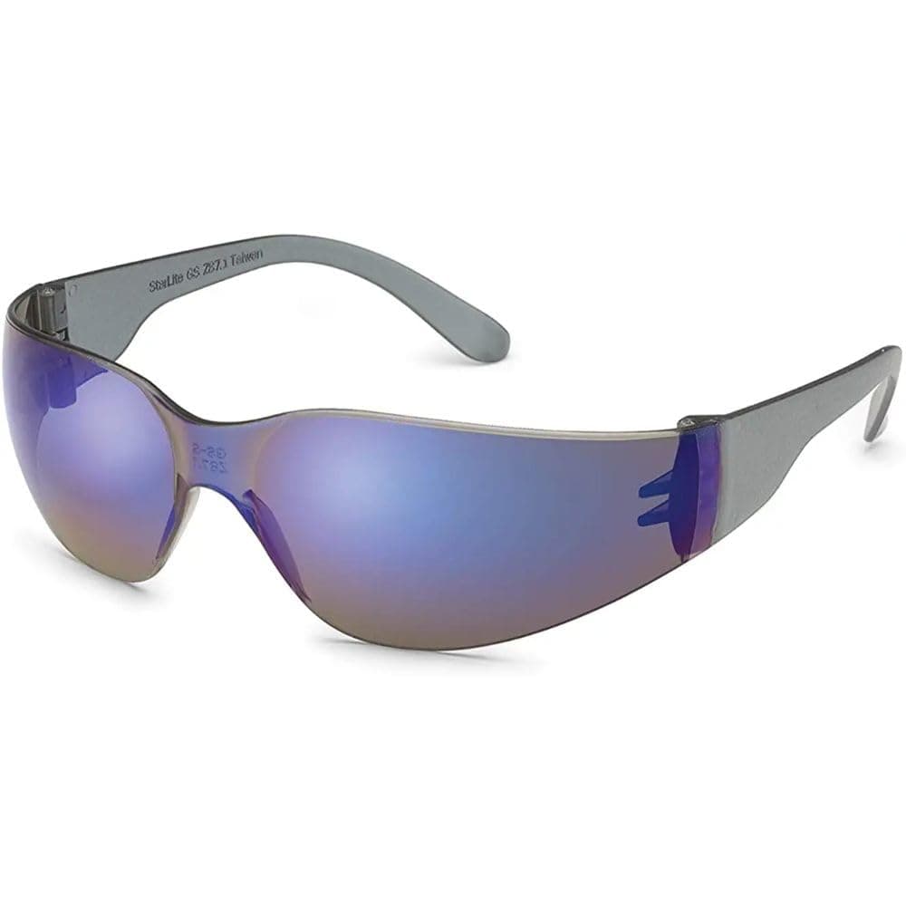 Gateway Safety Starlite Safety Glasses, Gray Temple, Blue Mirror Lens, Ultra Lightweight