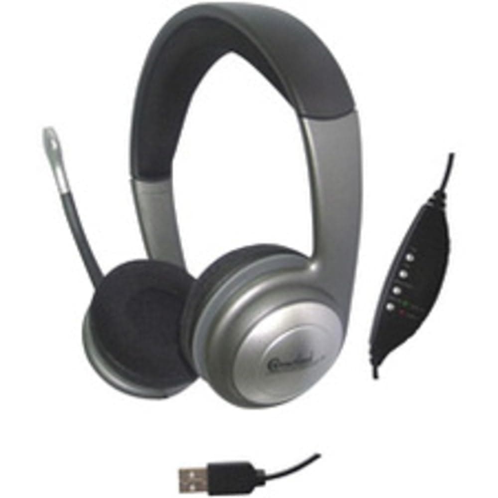 Connectland USB 2.0 Stereo On Ear Computer Headset with Built-in Boom Microphone
