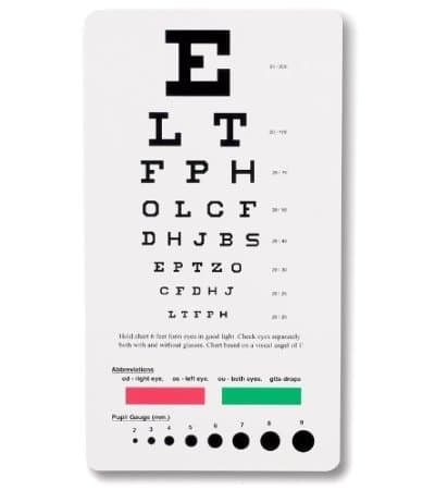 Elite Medical Instruments USA Snellen Pocket Eye Chart – Compact 7.5"x4" Design for 6-Foot Eye Exams, Ideal for Portable Vision Testing - EC-PSN