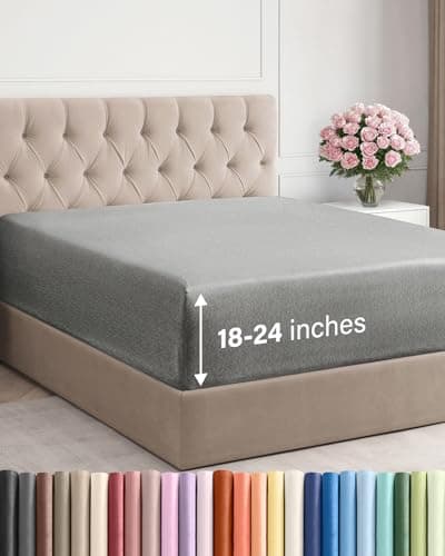 Extra tiefes Queensize-Spannbetttuch, nur Hotel-Luxus-Spannbettlaken für Einzelbett, passend für 45,7 cm bis 61 cm Matratzen, ultraweich, knitterfrei, mit extra tiefen Taschen, atmungsaktiv und