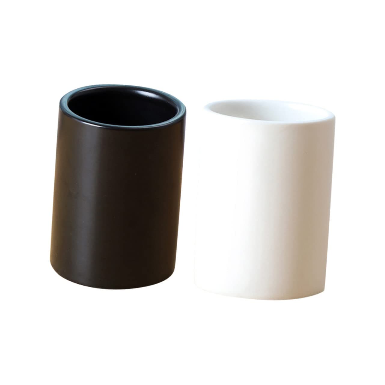 LAPYAPPE 2 Pcs Black White Wash Cups Multipurpose Toothbrush Makeup Storage Convenient Rinse Cups for Bathroom Travel and Daily Use