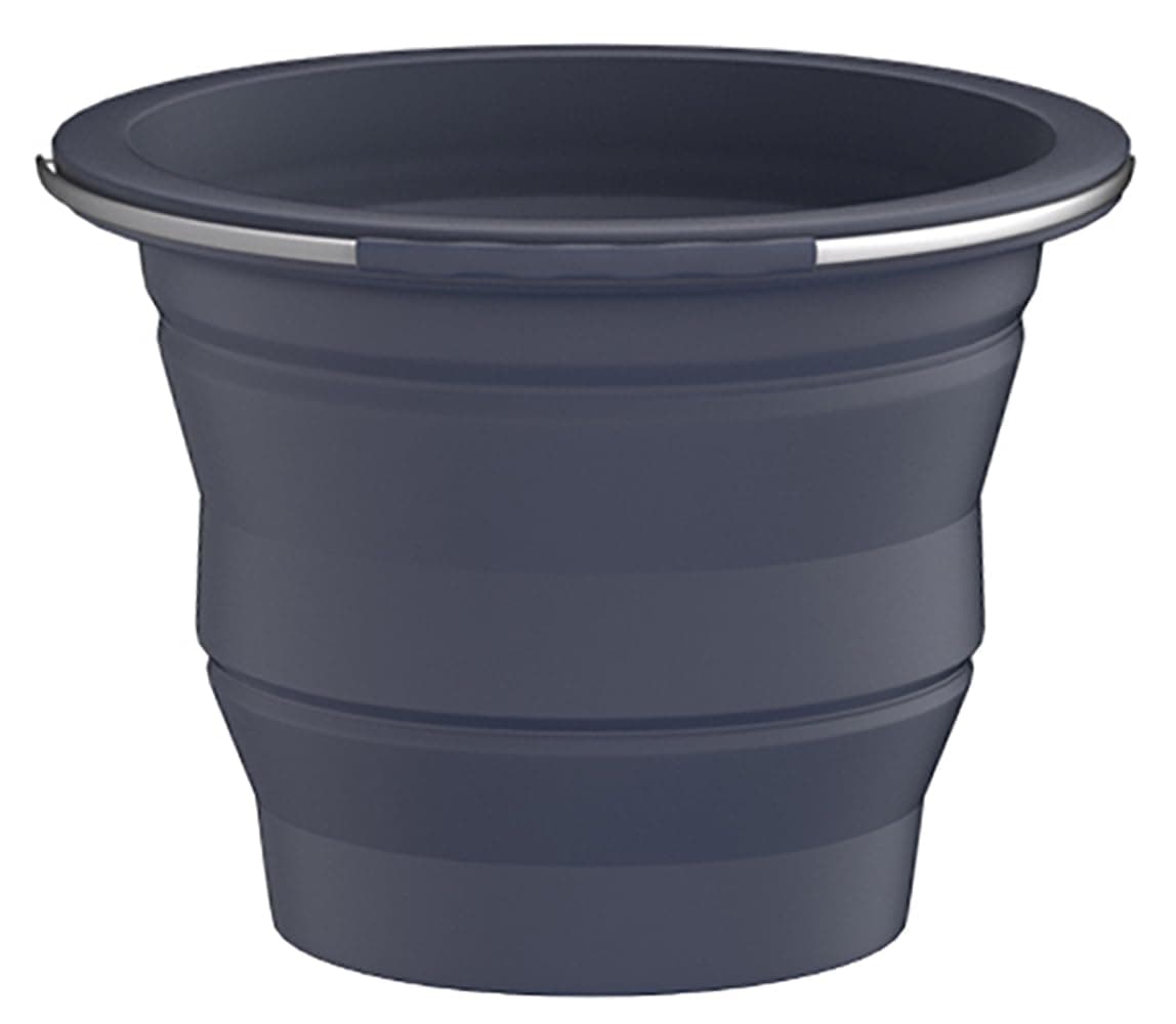 LLEEVWEI Collapsible Buckets, Silicone Bucket, Household Cleaning or Car Washing, Portable Folding Bucket for Fishing or Camping, 2.6 Gallons (10 Liters), Space-Saving Design, Round Gray