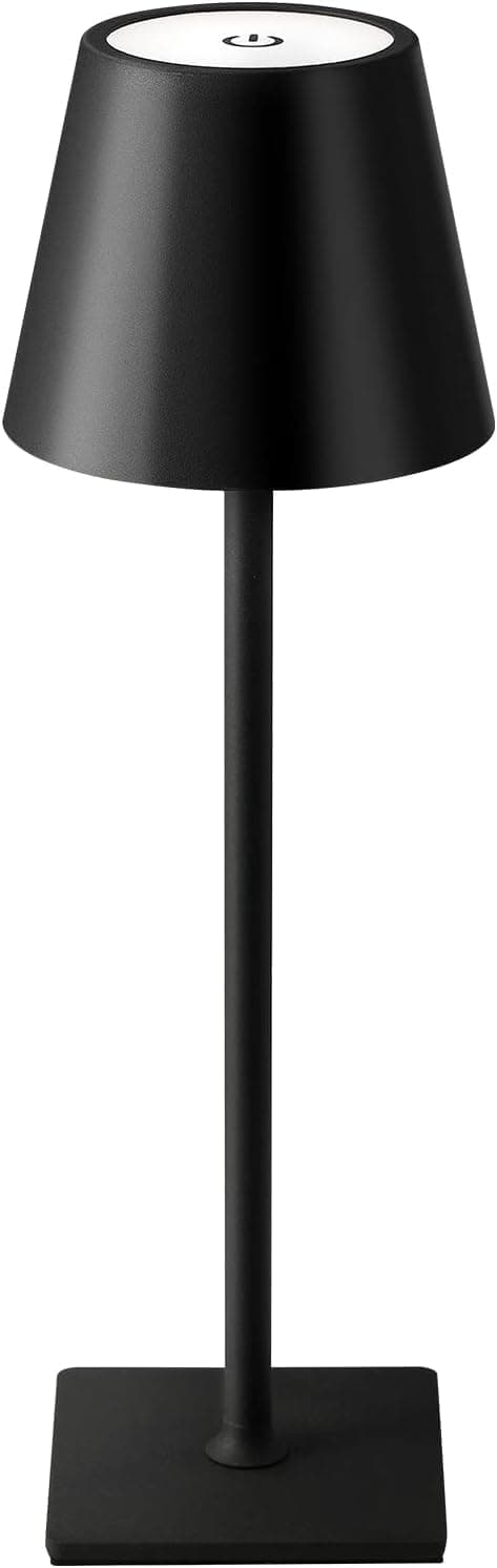 Ophouliy Black Cordless Table Lamps, LED Rechargeable Battery Operated Desk Lamps 5000mAh with 3 Color Stepless Dimmable, IP54 Waterproof Portable for Outdoor Patio Bar Restaurants Bedroom Bedside