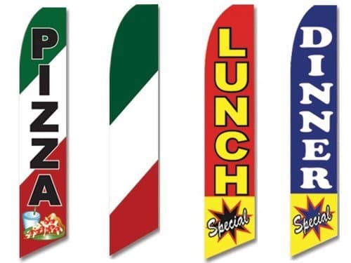 4 Swooper Flags Pizza Pizzeria Italian Green Red White Lunch Dinner Restaurant by EHT Flags