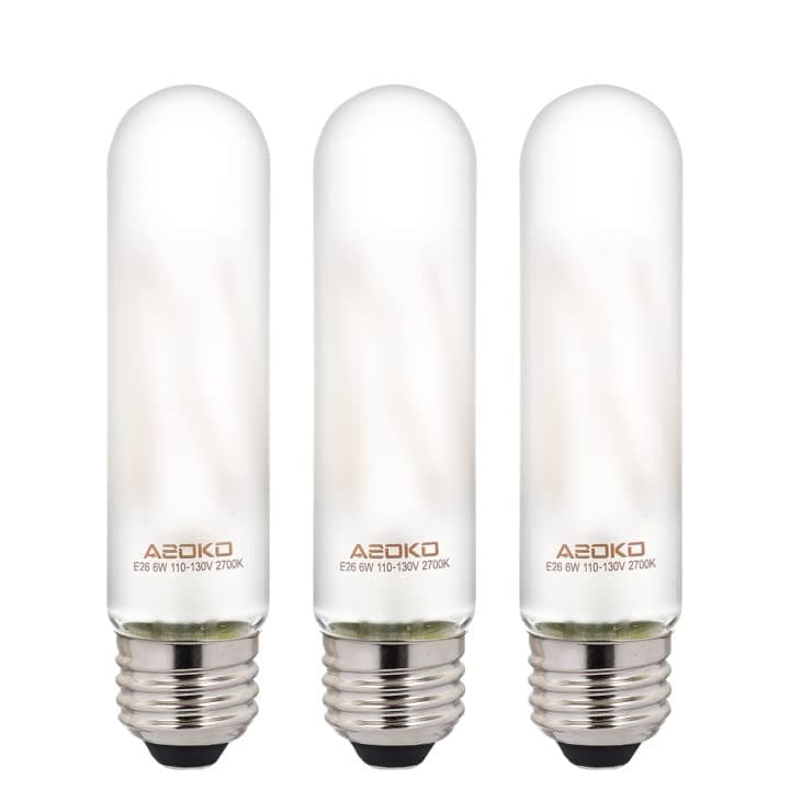 ASOKO T10 LED Frosted Bulbs Warm White 2700K LED Tubular Edison Light Bulbs 6W Dimmable Tube Vintage Led Bulbs 60 Watt Equivalent,E26 Medium Base 3 Packs
