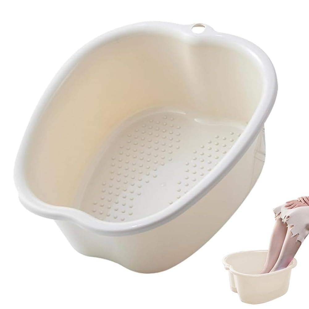 Chpbolly Foot Soaking Tub Large Size Foot Basin Sturdy Soaking Feet Bucket Massager Tub Exfoliation Callus Pedicure Foot Spa Bath Bucket for Women and Men (White)
