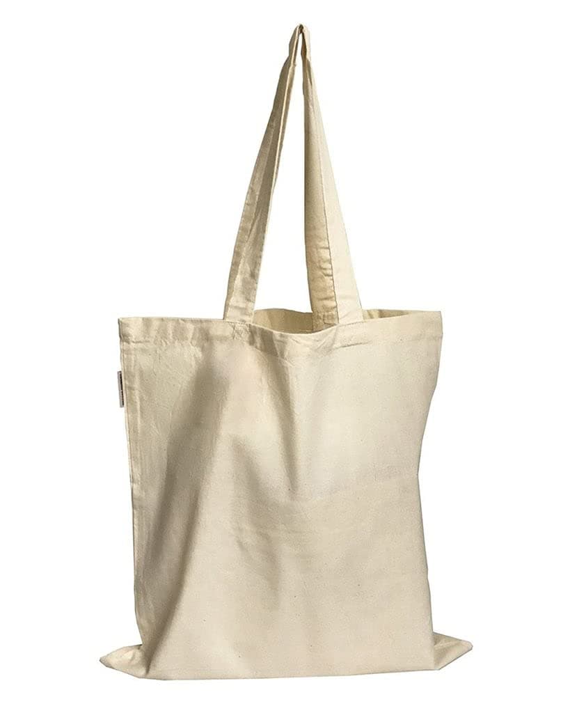 Set of 12 - Organic Cotton Canvas Tote Bags 15" W x 16" H Blank Eco Friendly Bulk Safe Environment Friendly Reusable Craft, Book, DIY, Travel, Book Bags (Natural, 12)