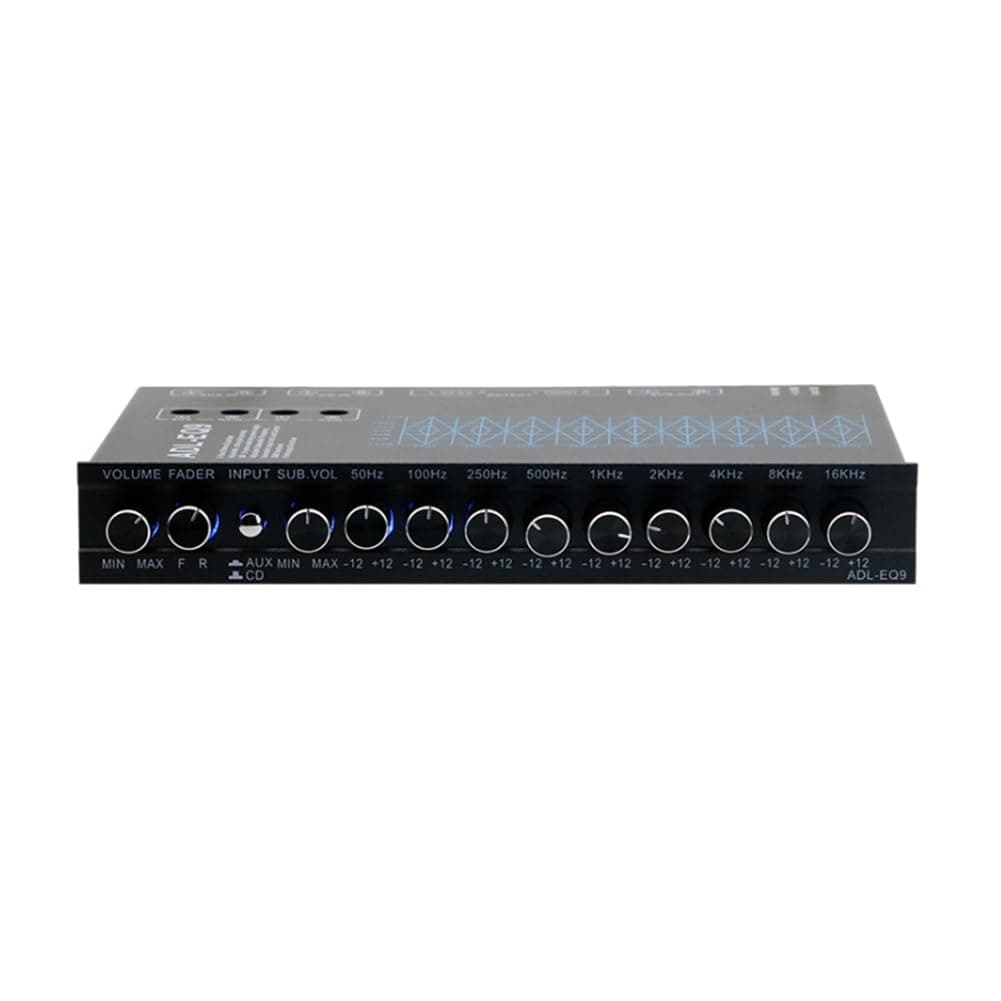 Geetoonly 9 Band Equalizer High Performance 9 Equalization Bands 12V DC for Boat RV Car Metal with CD AUX Input Chip Output