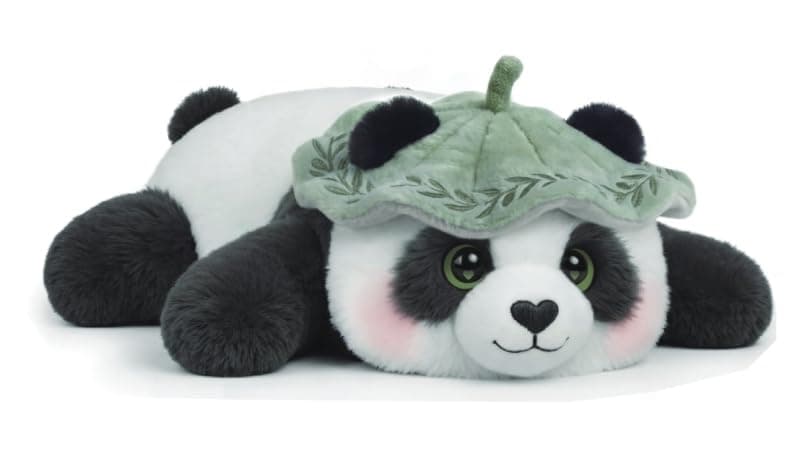 Mewaii Weighted Stuffed Animals for Adults & Kids, 2-5 lbs - 23" Heatable Coolable Lotus Leaf Panda Plush, Microwavable Adjustable Removable Inner Pad, Realistic Hug Comfort Gift