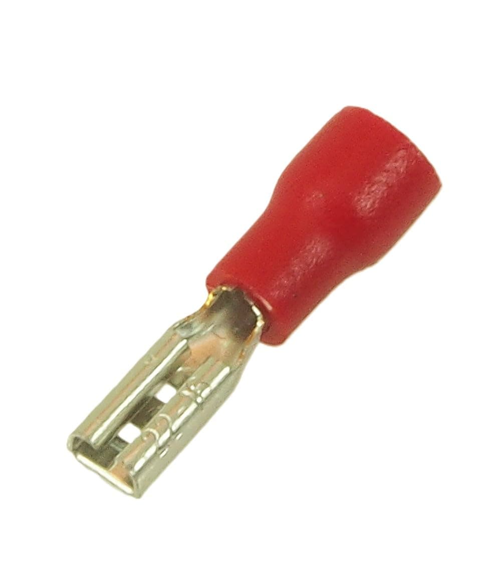 Insulated Wire Connector Electrical Crimp Terminal (0.110" Red Female Spade 18-22 AWG, 100)