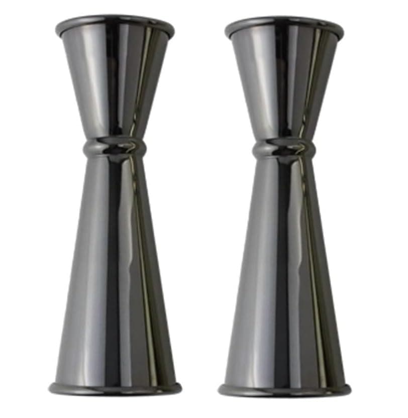 2-Piece Dual-Sided Bartending Jigger Set - 1oz & 2oz Measured Markings, 304 Stainless Steel, Food-Grade Cocktail Measuring Tool for Professional & Home Bars Black