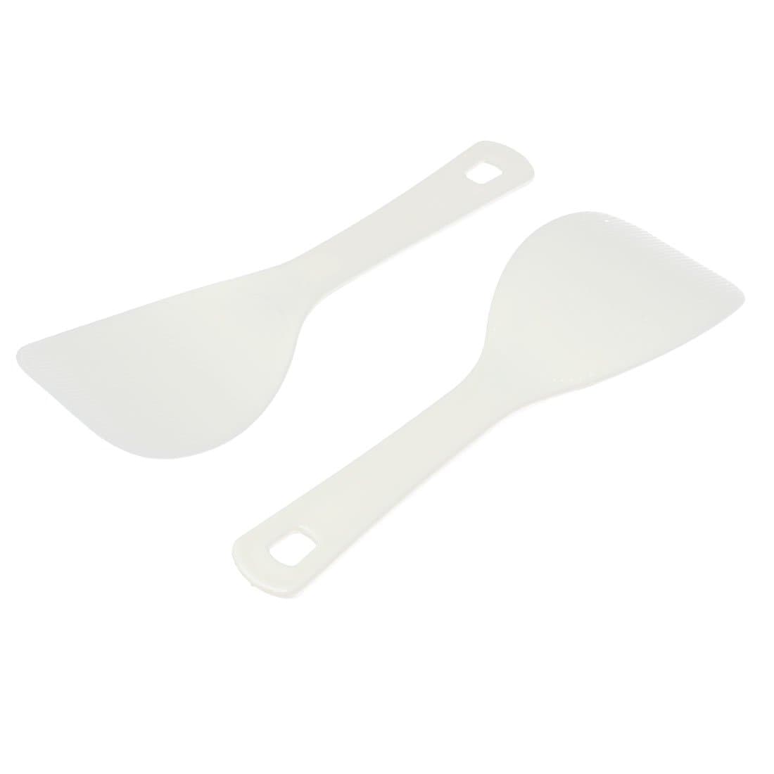 Ruilogod Plastic Stripe Prints Household Kitchen Rice Paddle Scoop Spoon 2 Pcs Beige (id: 641 5cf c44 6f9 3c7