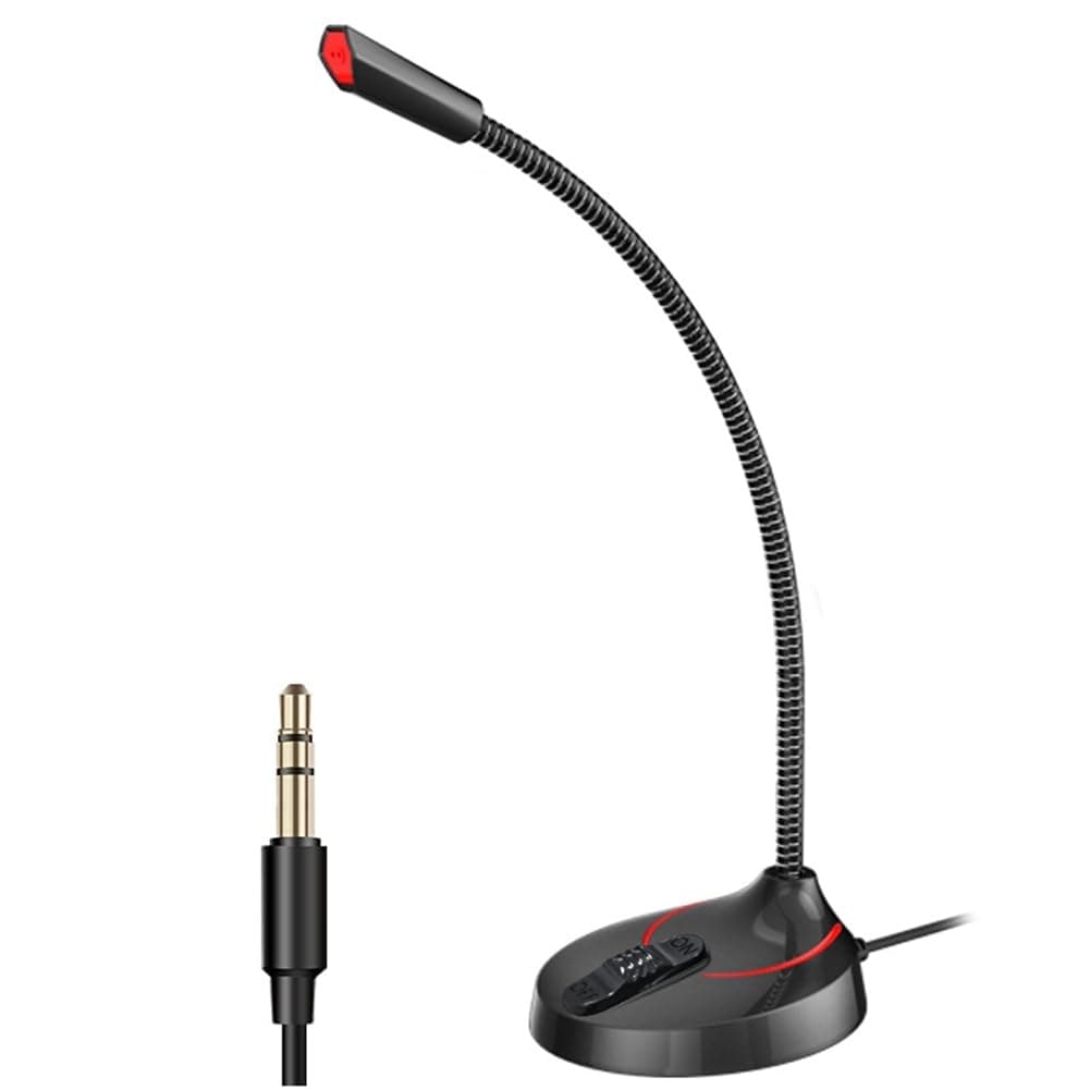Geetoonly 3.5mm Wired Microphone with Loud Speakers for PC Laptop Clear Sound Plug and Play Ideal for Meetings Studio Speech