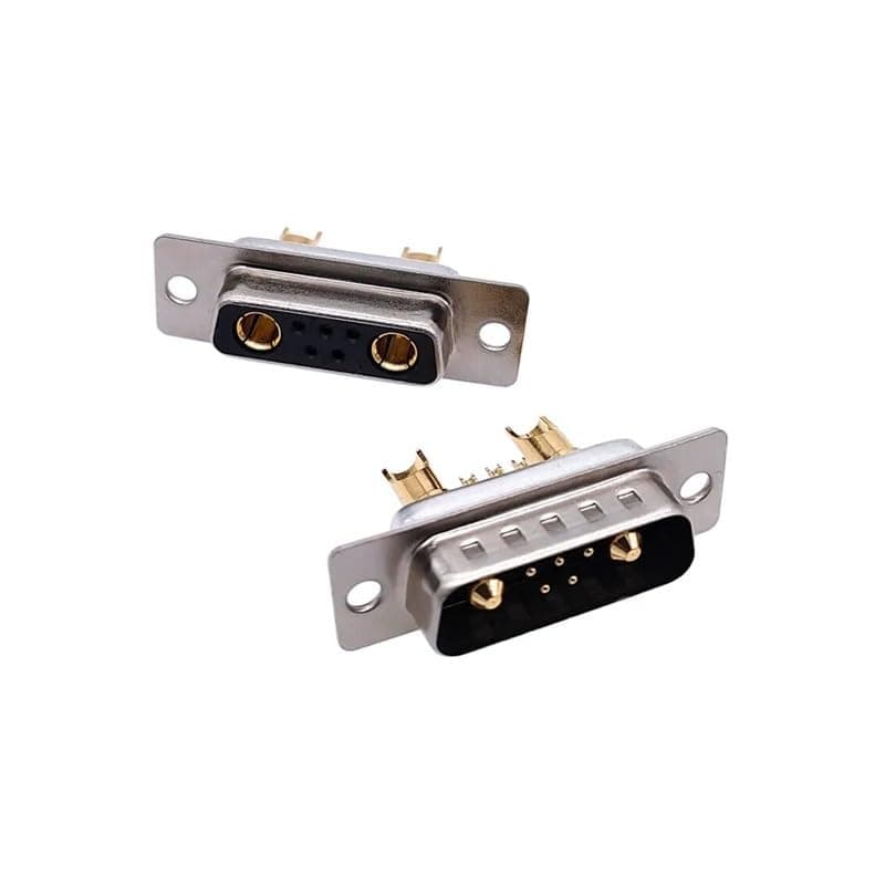 1PCS 7W2 Gold Plated high Current Connector D-SUB Adapter 5+2 Plug Jack Machined Pin Full Gold Flash Wire 20A 30A 40A PGMTDEFXJO(40A Female)