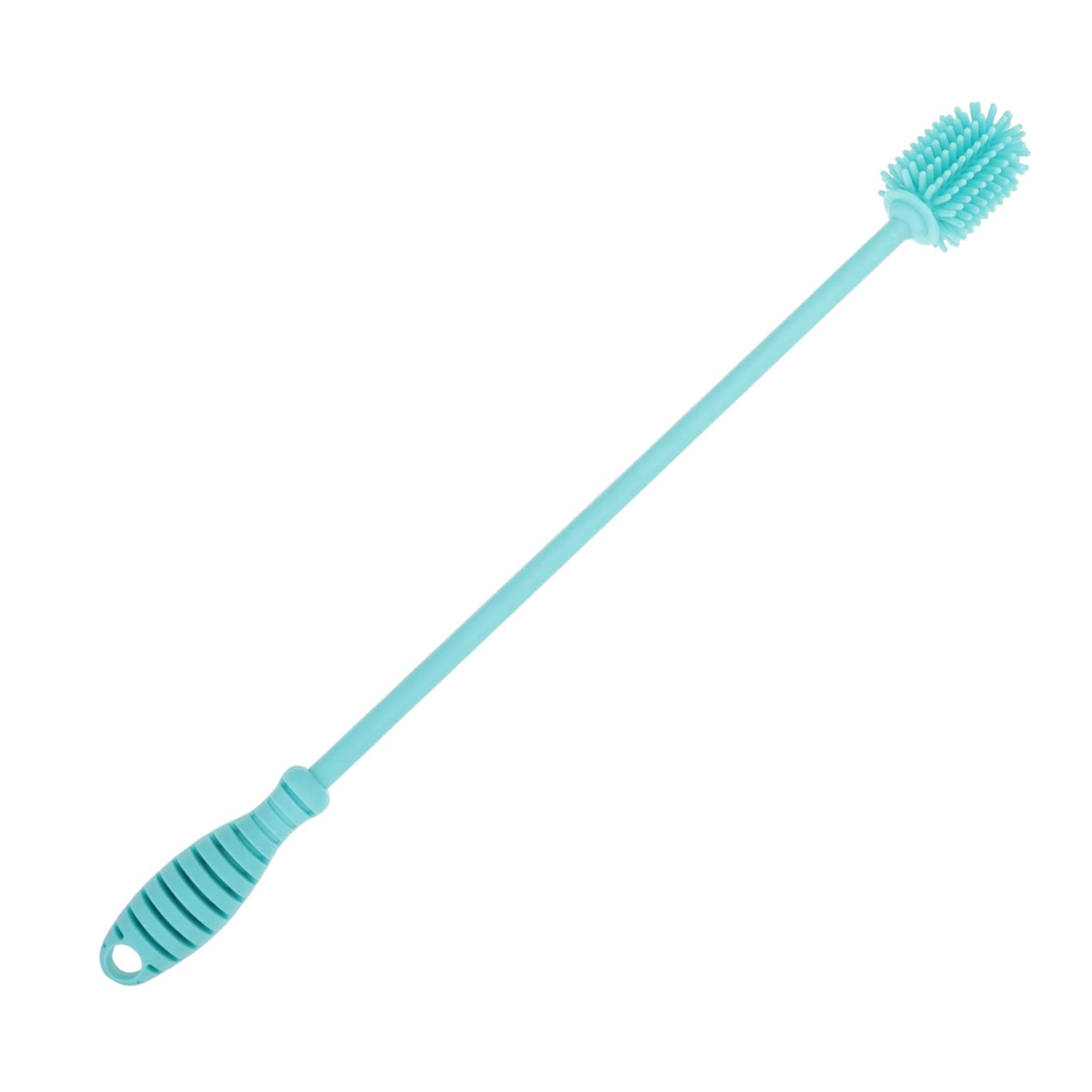 OATIPHO Baby Bottle Brush Long Handle Silicone Cleaner for Glass Feeding Bottles Easy Clean for Baby and Food Jars Sky Blue