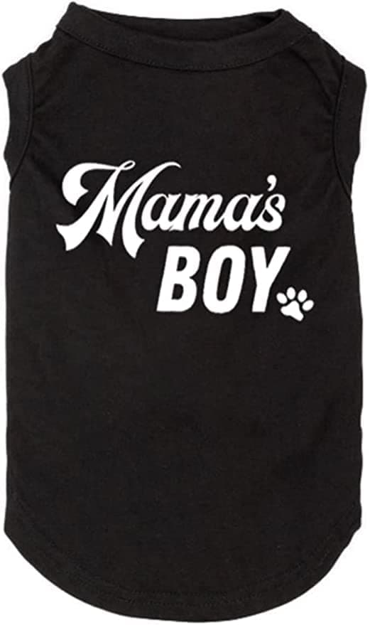 Dog Shirts Letter Printed Vest for Small Large Dogs Slogan Costume Dog Pajamas Puppy Gift Pet Clothes Mama's Boy (Small, M-Black)