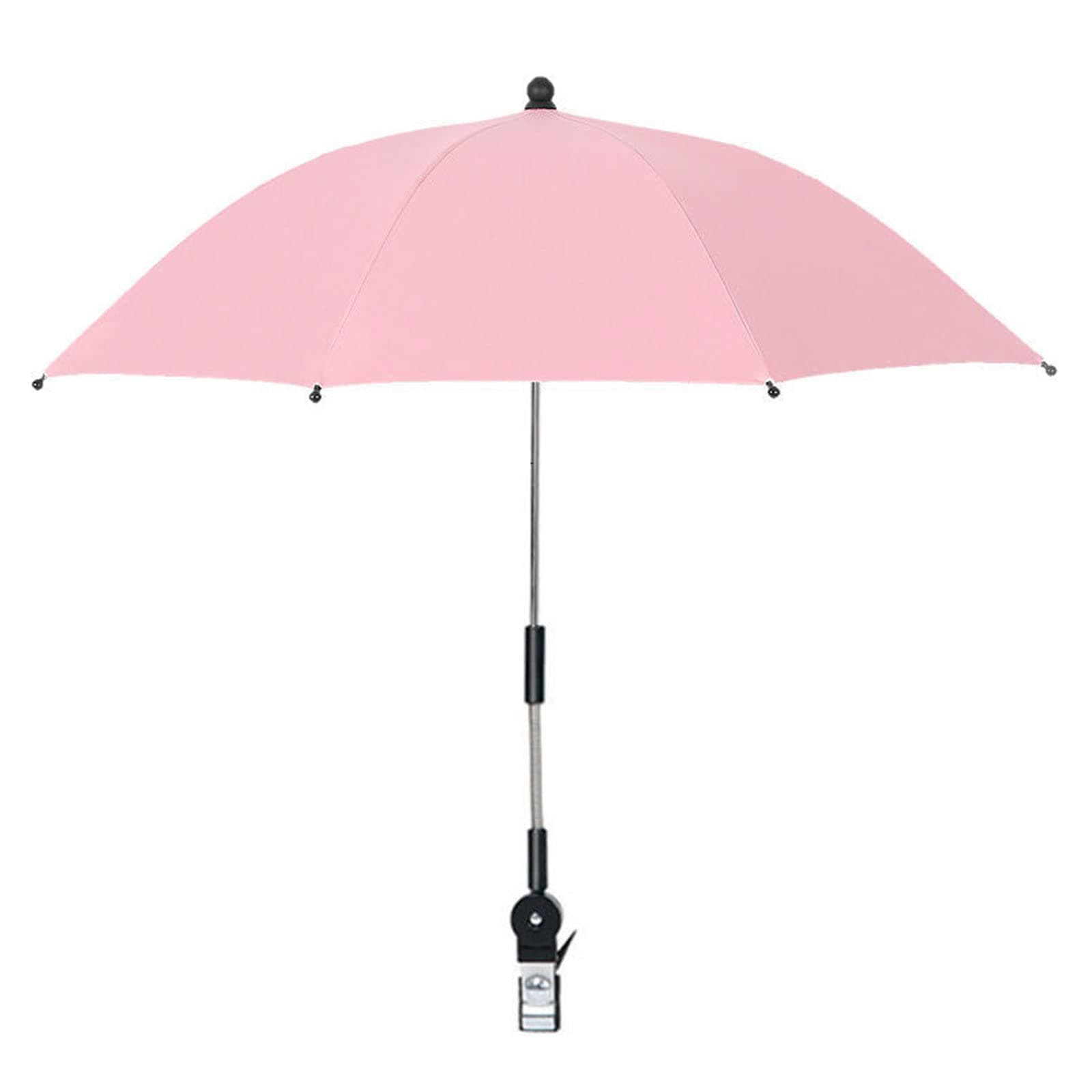 DULRLLY Chair Umbrella with Universal Clamp 21.7 Inch Beach Umbrella for Chair Baby Stroller Umbrella Clip on Parasol Sun Shade for Fishing Patio Beach Chair Stroller Wheelchairs Golf Carts(Pink)