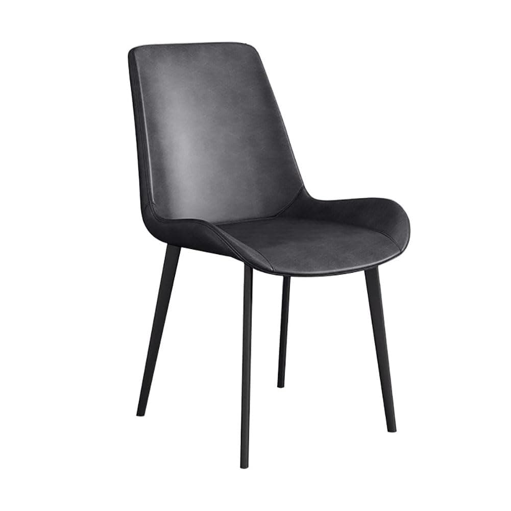 Mid Century Dining Chair Set of 2/4/6 Indoor Kitchen Chair PU Leather Seat Carbon Steel Legs Armless Chair Vanity Chair(4 Pack, Dark Gray)