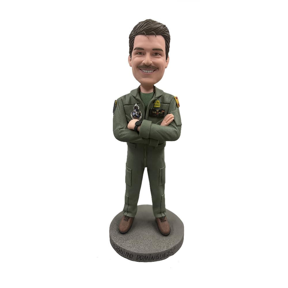Custom Elite Aviator Bobblehead - Personalized Gift, Handcrafted Pilot Figurine, Premium Desk Decor, Veteran Tribute, Made from Your Photo