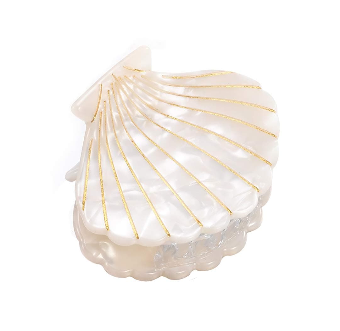 Women Acetate Shell Hair Claw Clip Hair Clamp Fashion Hairpin Accessories for Half Updos (White)