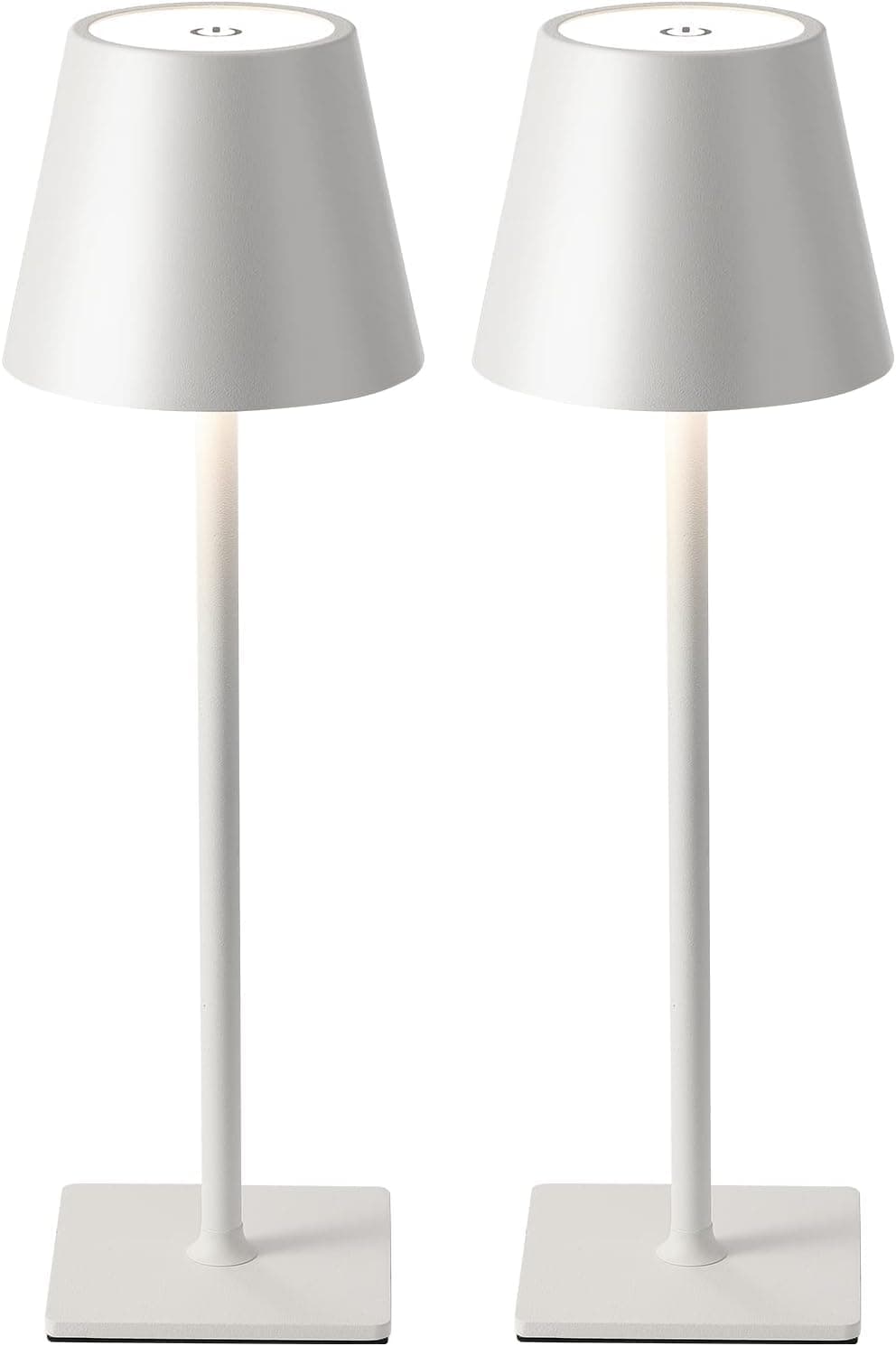 Ophouliy Set of 2 Cordless Table Lamps, LED Rechargeable Battery Operated Desk Lamps with 3 Color Stepless Dimmable, IP54 Waterproof Portable for Outdoor Patio Bar Restaurants Bedroom Bedside (White)